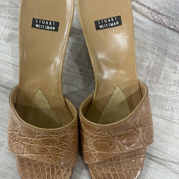 Rare Vintage Stuart Weitzman Crocodile leather Honey Heels size 6.5 - Picture 4 of 17